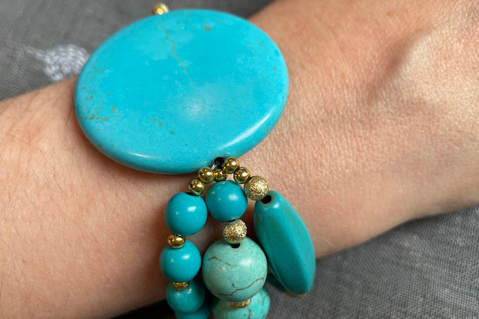 DIY Triple Strand Turquoise Stretch Bracelet