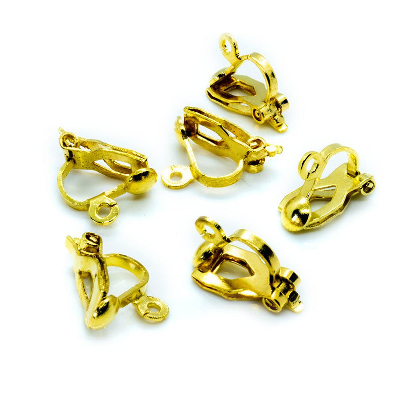 Load image into Gallery viewer, Clip - on Earwires 13mm x 11mm Gold - Affordable Jewellery Supplies
