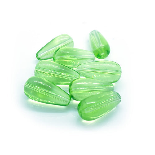 Glass Teardrop 20mm x 9mm Peridot - Affordable Jewellery Supplies