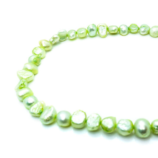 Freshwater Pearls D Grade 5 - 6mm x 35cm length Aloe Green - Affordable Jewellery Supplies