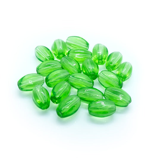 Transparent Glass Rice Beads 9mm x 5mm Green - Affordable Jewellery Supplies
