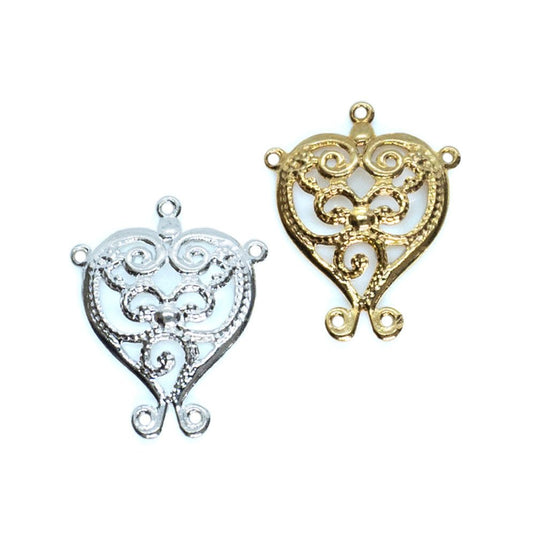 Filigree Heart With Swirl Charm 15mm x 13mm Gold - Affordable Jewellery Supplies