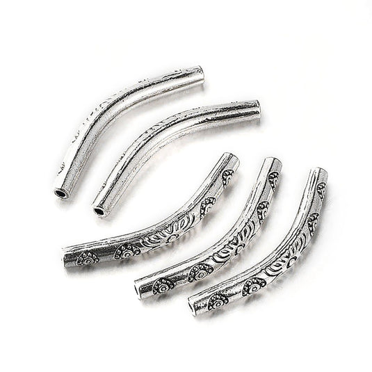 Tibetan Silver Curved Tube 35mm x 4mm Antique Silver - Affordable Jewellery Supplies