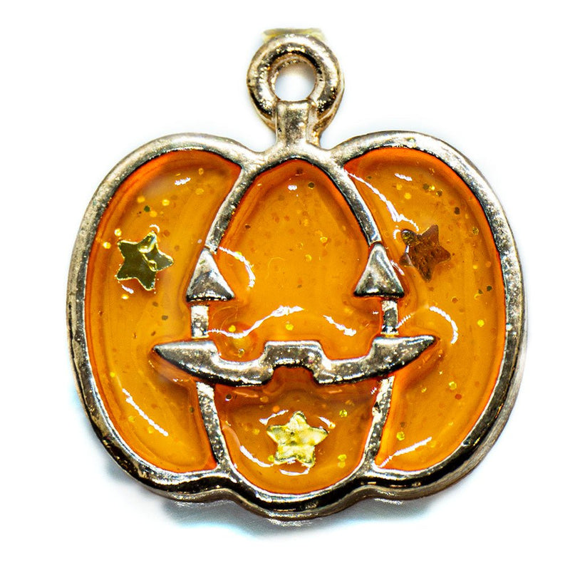 Load image into Gallery viewer, Transparent Enamel Pumpkin Charm 20mm x 19mm Orange - Affordable Jewellery Supplies
