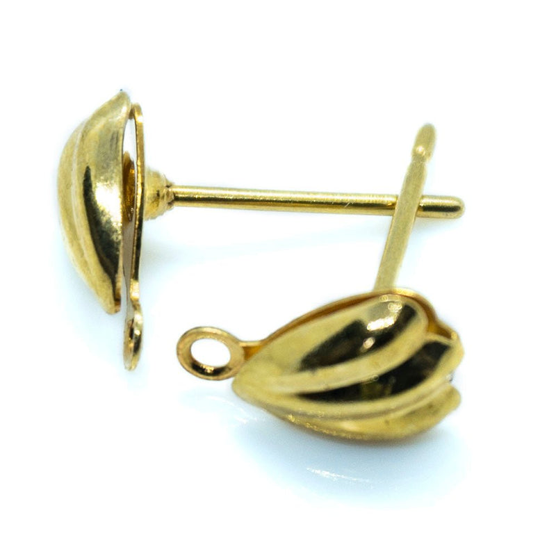 Load image into Gallery viewer, Shell Earring Stud Post With Closed Loop 8mm x 5mm Gold - Affordable Jewellery Supplies
