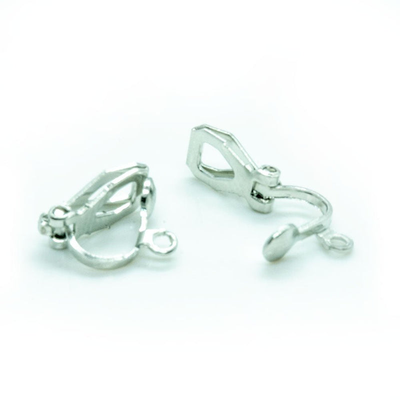 Load image into Gallery viewer, Clip - on Earwires 13mm x 11mm Platinum - Affordable Jewellery Supplies
