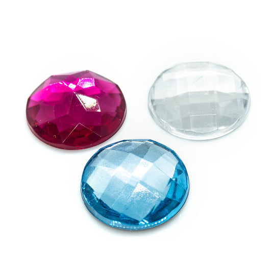 Acrylic Rhinestone Flatback Faceted Cabochon 16mm Aqua - Affordable Jewellery Supplies