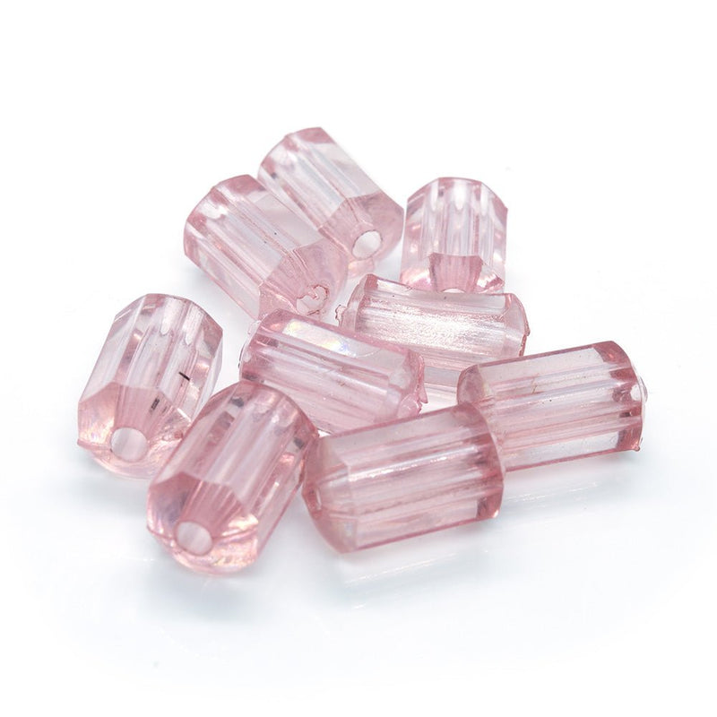 Load image into Gallery viewer, Acrylic Faceted Tube 12mm x 8mm Pink - Affordable Jewellery Supplies
