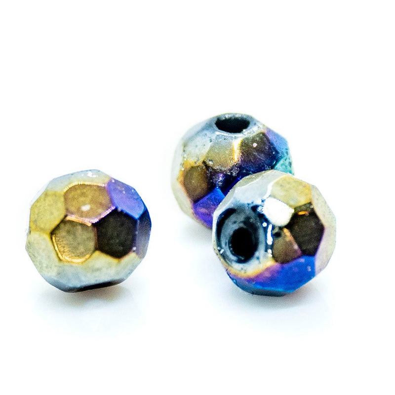 Load image into Gallery viewer, Crystal Glass Faceted Round 4mm Metallic Blue - Affordable Jewellery Supplies
