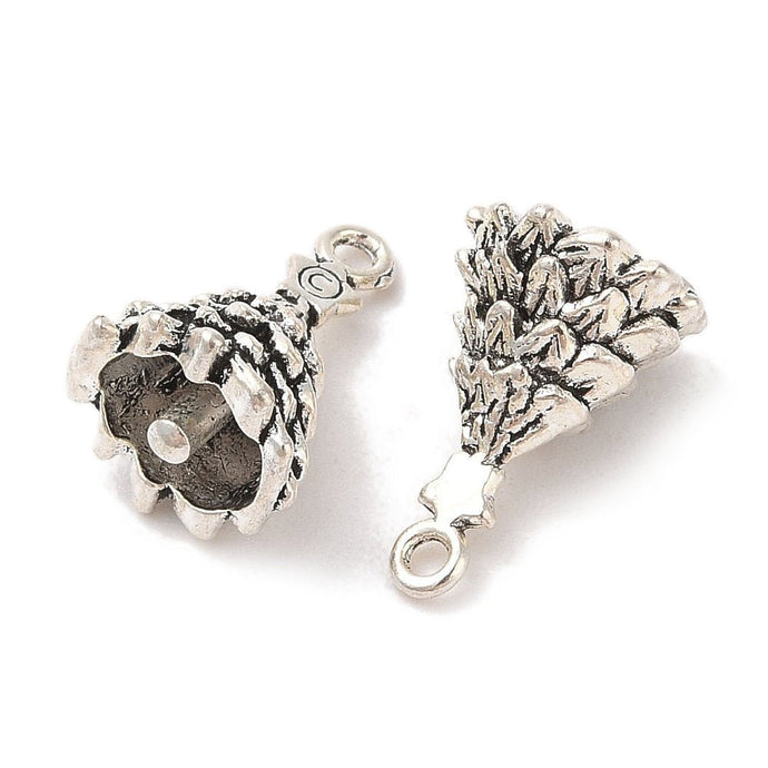 Tibetan Style Alloy Christmas Tree Charm 18mm x 12mm x 12mm Antique Silver - Affordable Jewellery Supplies