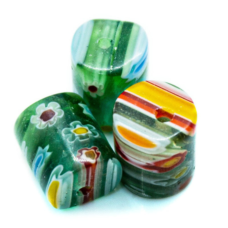 Load image into Gallery viewer, Millefiori Glass Tubes 10mm x 8mm Green - Affordable Jewellery Supplies
