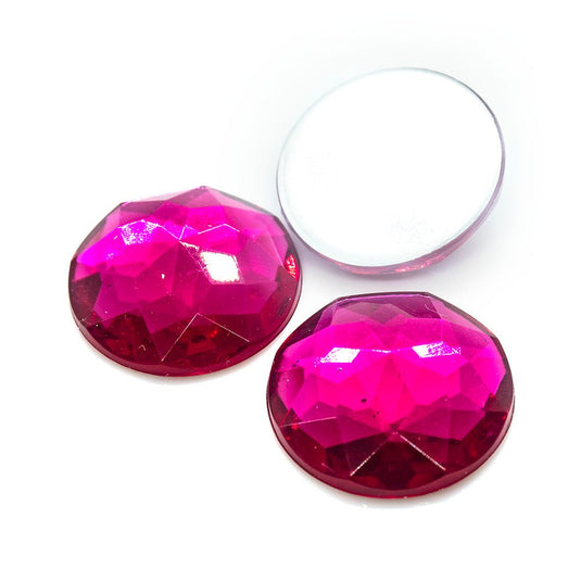 Acrylic Rhinestone Flatback Faceted Cabochon 16mm Fuchsia - Affordable Jewellery Supplies