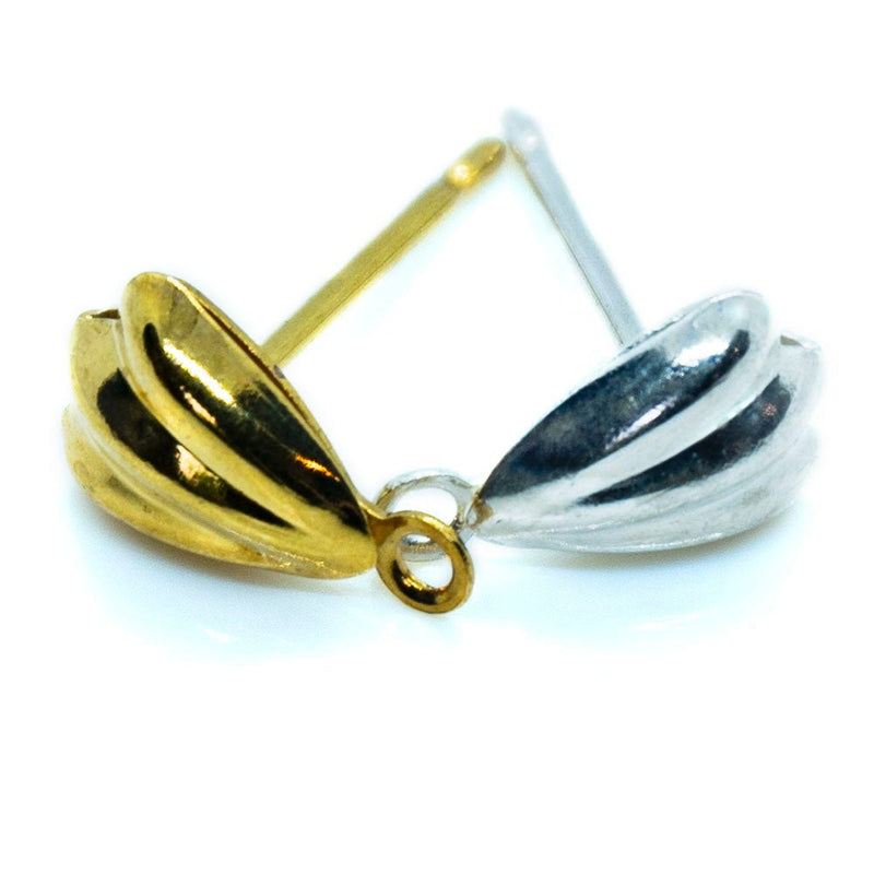 Load image into Gallery viewer, Shell Earring Stud Post With Closed Loop 8mm x 5mm Gold - Affordable Jewellery Supplies
