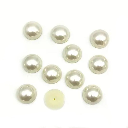 Flat Back Acrylic Domed Pearl 18 mm x 9mm Cream - Affordable Jewellery Supplies