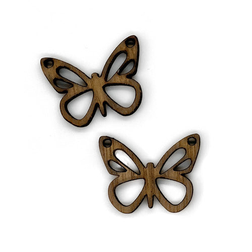 Laser Cut Walnut Butterfly Connector Set 2.8cm x 2.2 Walnut - Affordable Jewellery Supplies