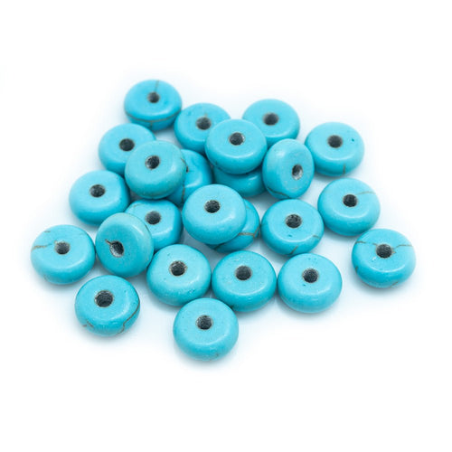 Synthetic Turquoise Donut 6mm x 2.7mm Turquoise - Affordable Jewellery Supplies