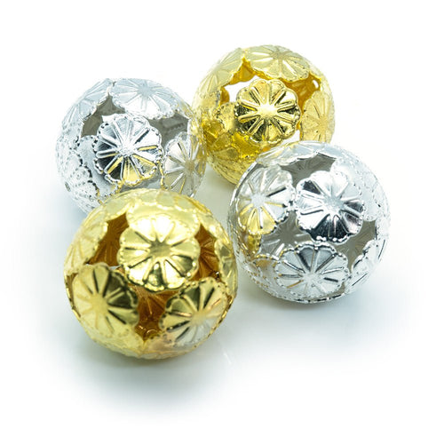 Flower Ball Beads 20mm Silver - Affordable Jewellery Supplies