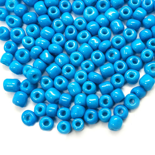 Baking Glass Seed Beads 6/0 4 - 5mm x3 - 4mm Dodger Blue - Affordable Jewellery Supplies