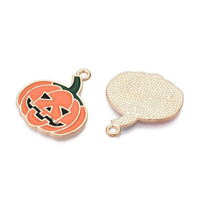 Alloy Enamel Pumpkin Charm 24.5mm x 21mm x 1.5mm Orange - Affordable Jewellery Supplies