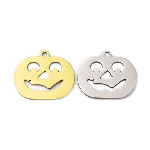 201 Stainless Steel Pumpkin Charm 15.5mm x 18.5mm x 1mm Golden - Affordable Jewellery Supplies