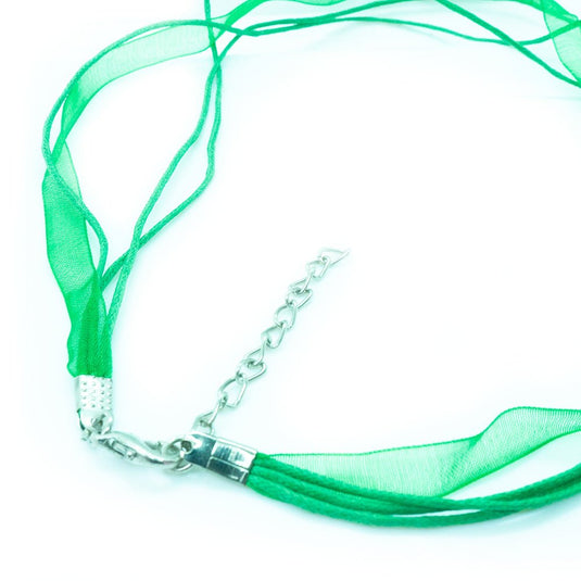 Cotton Cord and Chiffon Necklace 48cm Green - Affordable Jewellery Supplies