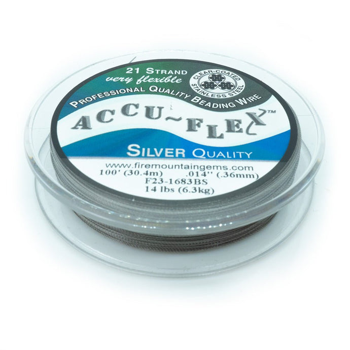 Accu - Flex®, Nylon Coated Stainless Steel Beading Wire 21 Strand 0.36mm Silver - Affordable Jewellery Supplies