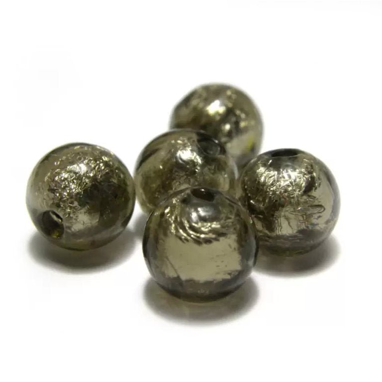 Load image into Gallery viewer, Lampwork Glass Silver Foil Round Beads 10mm Grey - Affordable Jewellery Supplies
