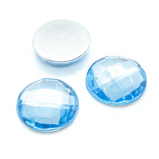 Acrylic Rhinestone Flatback Faceted Cabochon 16mm Aqua - Affordable Jewellery Supplies