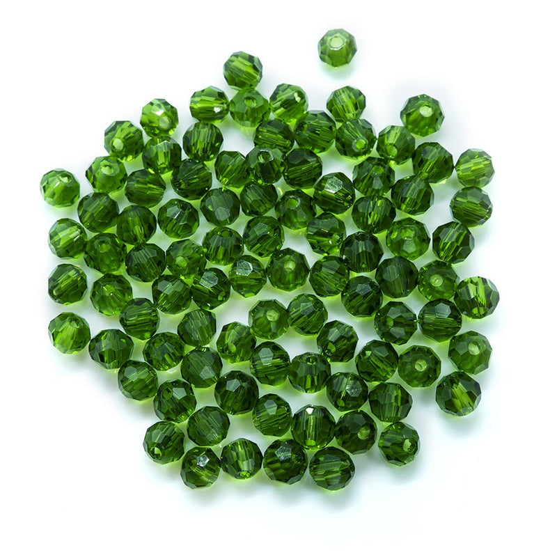 Load image into Gallery viewer, Crystal Glass Faceted Round 4mm Dark Green - Affordable Jewellery Supplies
