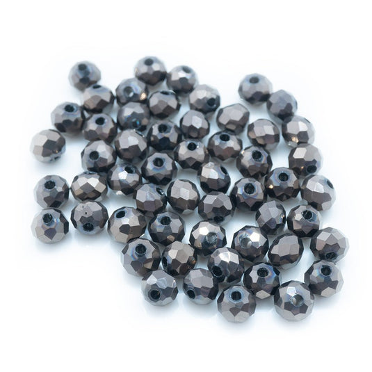 Electroplated Glass Faceted Rondelle 4mm x 3mm Gunmetal - Affordable Jewellery Supplies