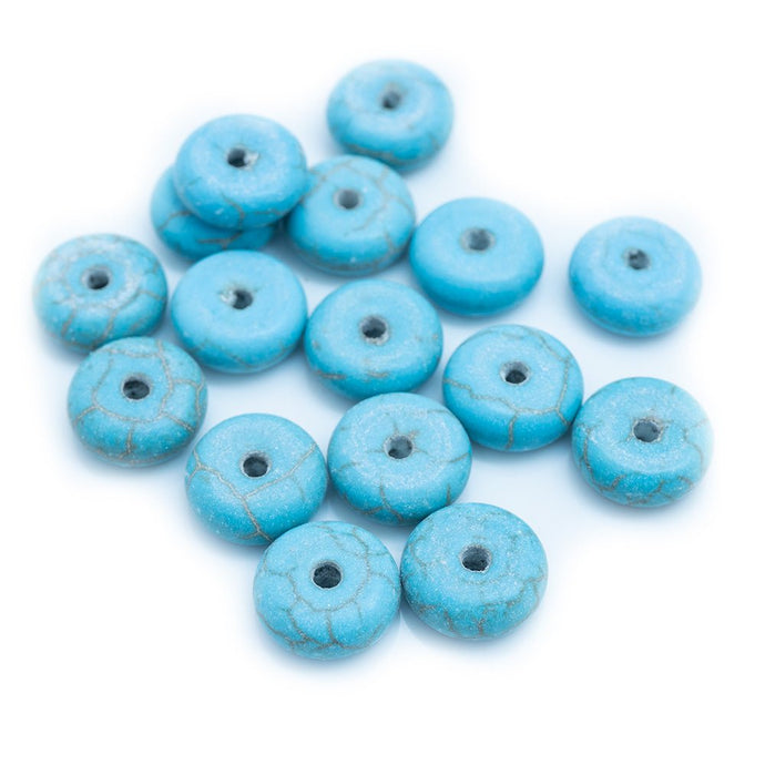 Synthetic Turquoise Donut 8mm x 3mm Turquoise - Affordable Jewellery Supplies