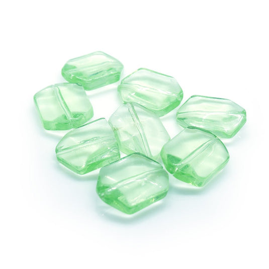 Glass Flat Rectangle With Pointed Ends 18mm x 12mm x 5mm Peridot - Affordable Jewellery Supplies