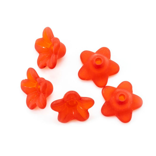 Acrylic Lucite Flower Frosted Crocus Lily 10mm x 4mm Burnt Orange - Affordable Jewellery Supplies