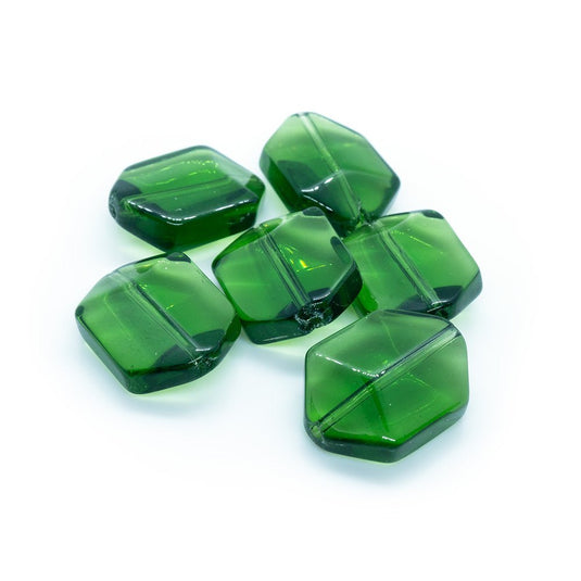 Glass Flat Rectangle With Pointed Ends 18mm x 12mm x 5mm Dark Green - Affordable Jewellery Supplies