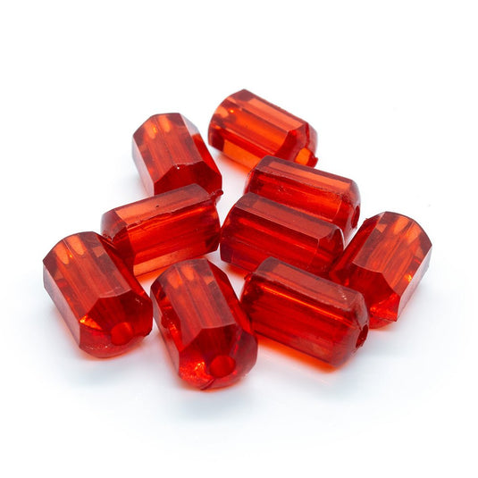 Acrylic Faceted Tube 12mm x 8mm Red - Affordable Jewellery Supplies