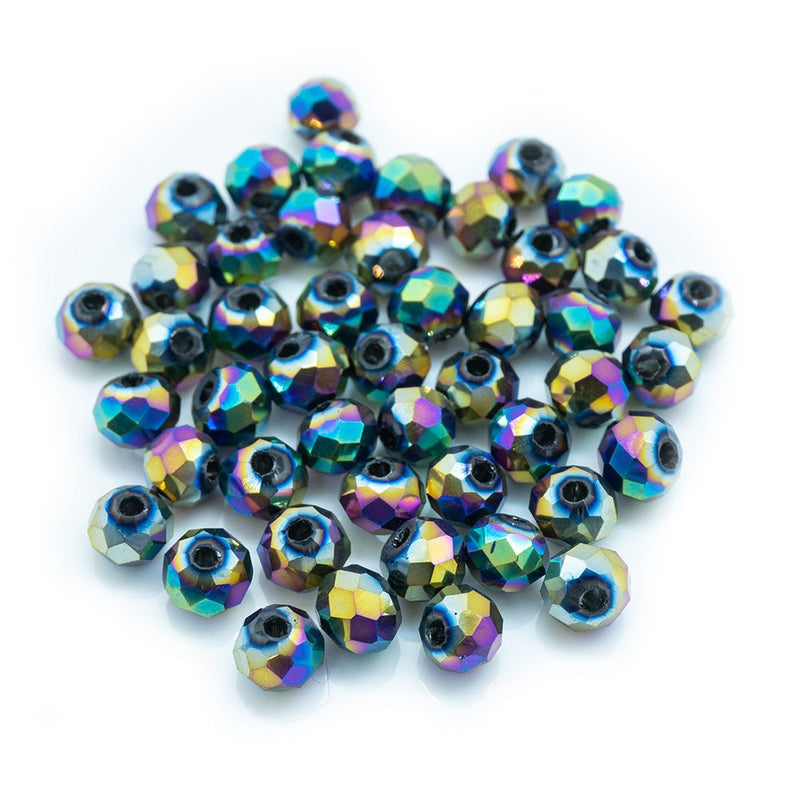 Load image into Gallery viewer, Electroplated Glass Faceted Rondelle 4mm x 3mm Multicoloured - Affordable Jewellery Supplies
