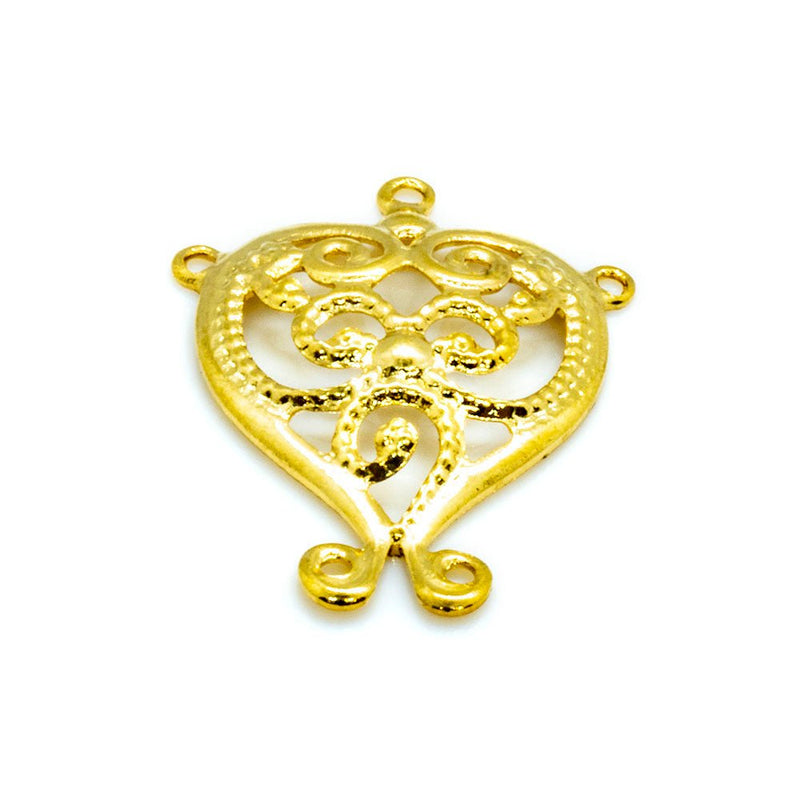 Load image into Gallery viewer, Filigree Heart With Swirl Charm 15mm x 13mm Gold - Affordable Jewellery Supplies
