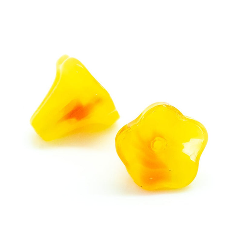 Load image into Gallery viewer, Glass Flower Bells 13mm x 11mm Yellow - Affordable Jewellery Supplies
