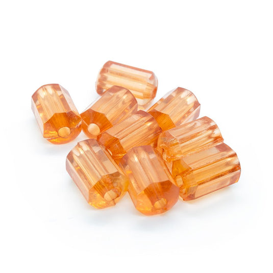 Acrylic Faceted Tube 12mm x 8mm Burnt Orange - Affordable Jewellery Supplies