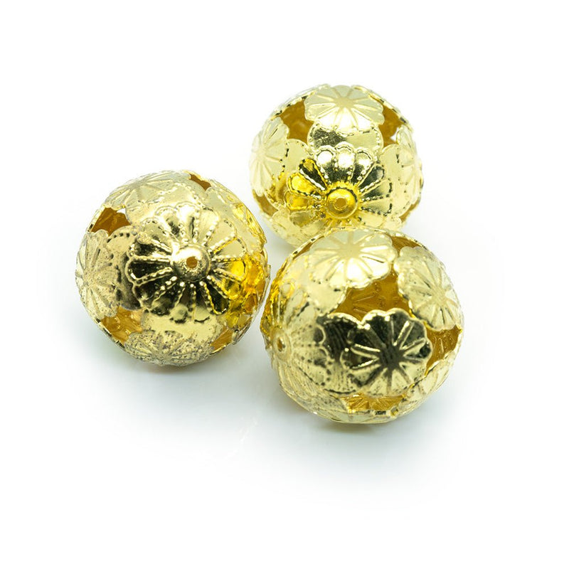 Load image into Gallery viewer, Flower Ball Beads 20mm Gold - Affordable Jewellery Supplies

