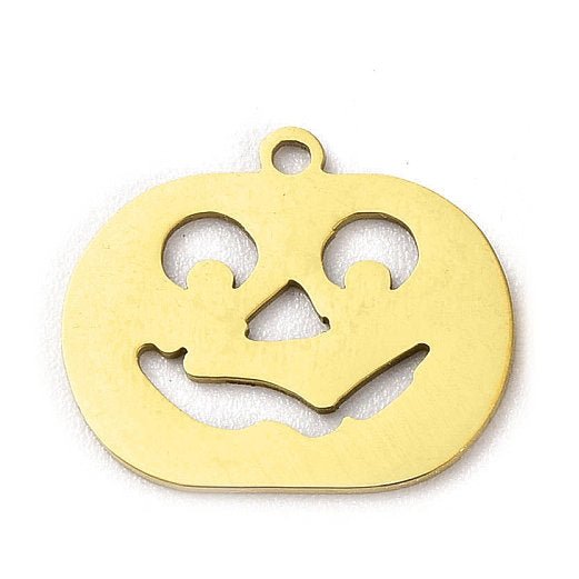 Load image into Gallery viewer, 201 Stainless Steel Pumpkin Charm 15.5mm x 18.5mm x 1mm Golden - Affordable Jewellery Supplies
