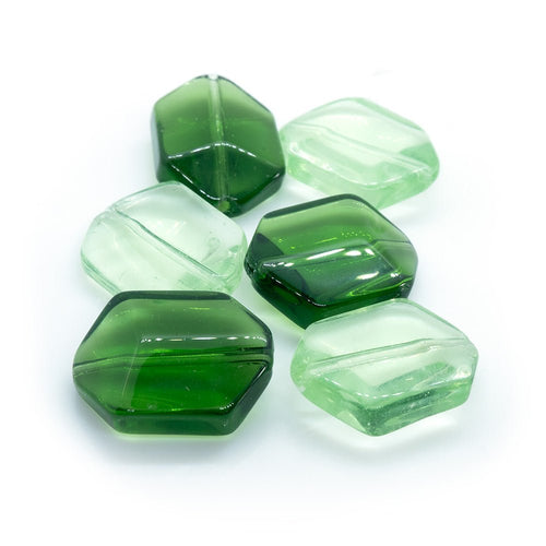 Glass Flat Rectangle With Pointed Ends 18mm x 12mm x 5mm Peridot - Affordable Jewellery Supplies