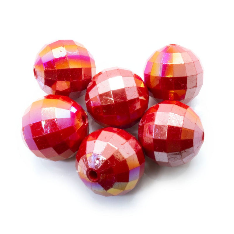 Load image into Gallery viewer, Bubblegum Acrylic Beads Faceted 20mm Red - Affordable Jewellery Supplies
