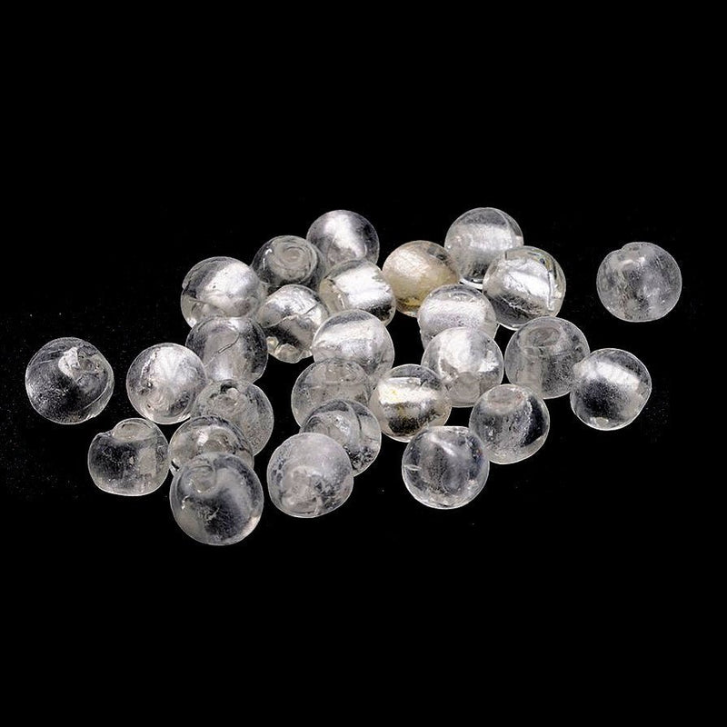 Load image into Gallery viewer, Lampwork Glass Silver Foil Round Beads 10mm White - Affordable Jewellery Supplies
