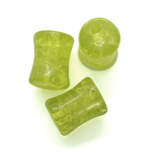 Glass Crackle Bamboo Joint 10mm Peridot - Affordable Jewellery Supplies