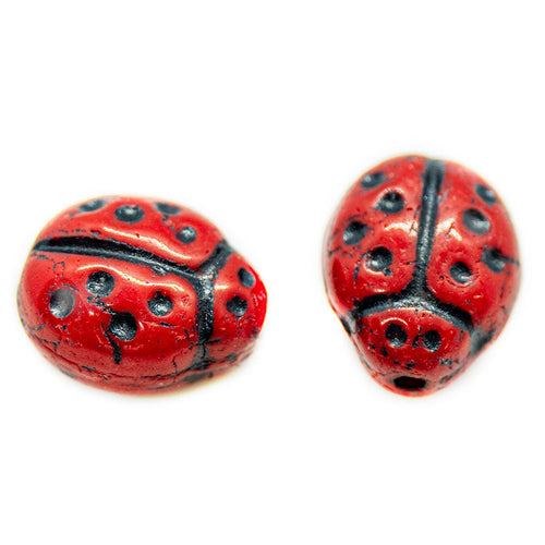 Czech Glass Pressed Ladybird 9mm x 7mm Red - Affordable Jewellery Supplies