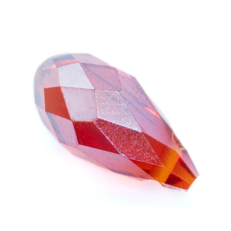 Load image into Gallery viewer, Glass Faceted Briolette 12mm x 5mm Scarlet Shimmer - Affordable Jewellery Supplies
