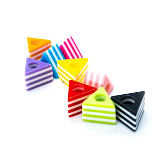 Acrylic Striped Triangle 13mm x 10mm Mixed - Affordable Jewellery Supplies