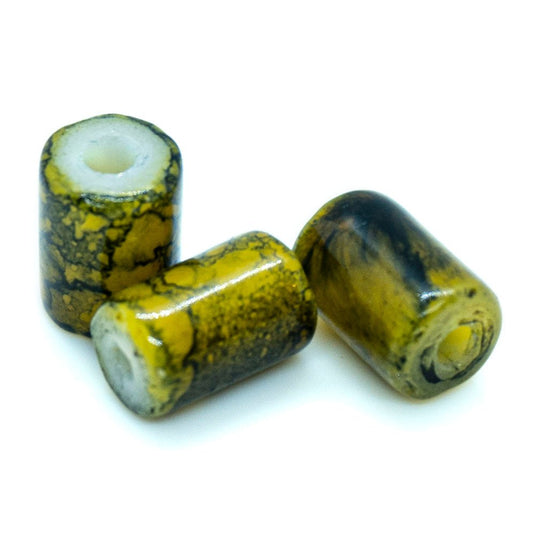 Glass Tubes with Veining 6mm x 4mm Olive - Affordable Jewellery Supplies