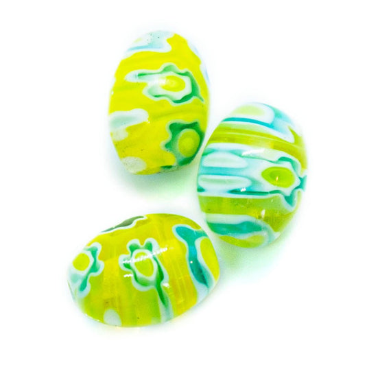 Millefiori Glass Oval 8mm x 6mm Lime - Affordable Jewellery Supplies